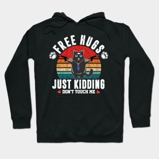 Free Hugs Just Kidding Funny Cat Lover Valentine Day Gifts Men and Women Hoodie